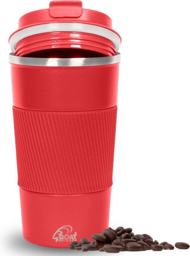GOAT Outdoor GOAT Outdoor Thermosbeker Koffiebeker To Go Travel Mug voor Koffie en Thee Theebeker 510 ML RVS Rood