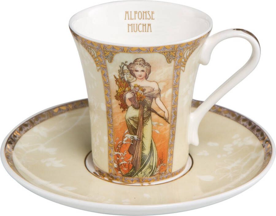 Goebel Alphonse Mucha | Kop en schotel Lente zomer | Espresso porselein 100ml