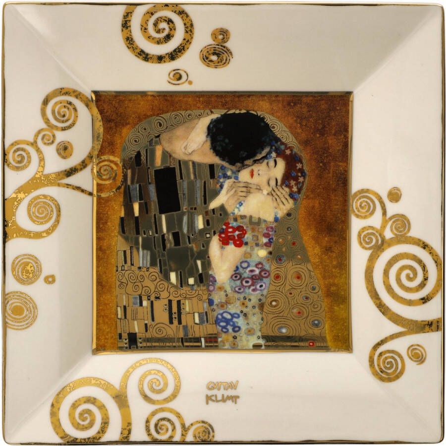 Goebel: Gustav Klimt Goebel Gustav Klimt | Decoratieve Schaal De Kus | Porselein 12cm met echt goud