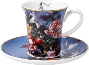 Goebel: Jan Davidsz de Heem Goebel Jan Davidsz de Heem Kop en schotel Espresso Zomerbloemen Porselein 12cm 100ml met echt goud