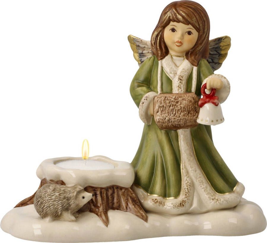 Goebel Kerst | Decoratief beeld figuur Engel Lantaarnvrienden uit het bos | Aardewerk 17cm