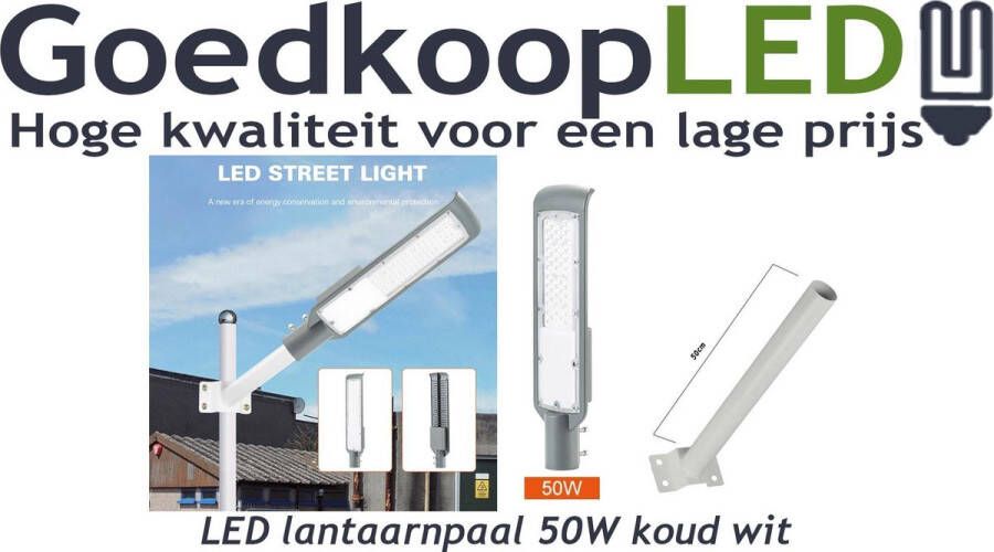 GoedkoopLED LED lantaarnpaal 50W koud wit