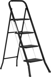 Goets Huishoudtrap 4 Treden Keukentrap Inklapbaar Zwart PP-Antislip Max. Werkhoogte 93cm