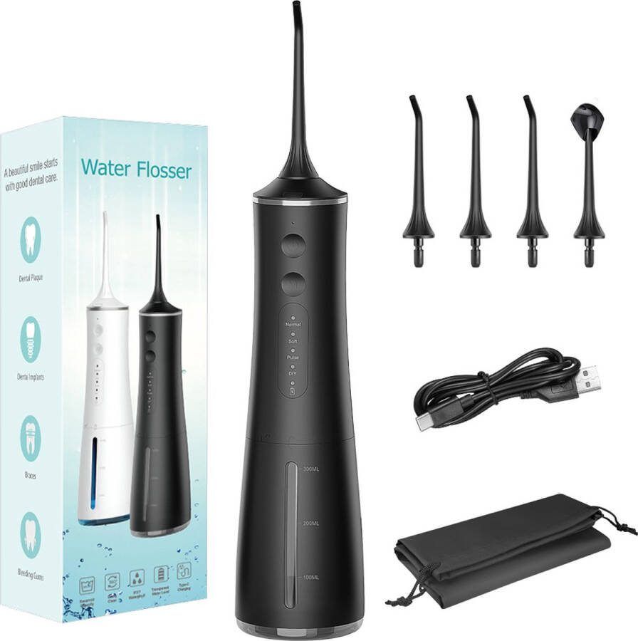 GoFloss Waterflosser Flosapparaten Monddouche Zwart