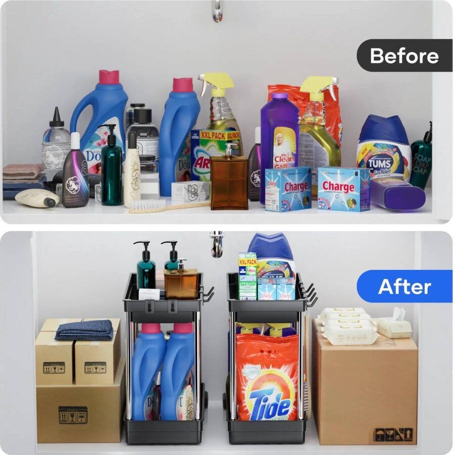 GoGoGadgetPlus Gootsteenkast Organizer Met Haken Keukenkast Organizer