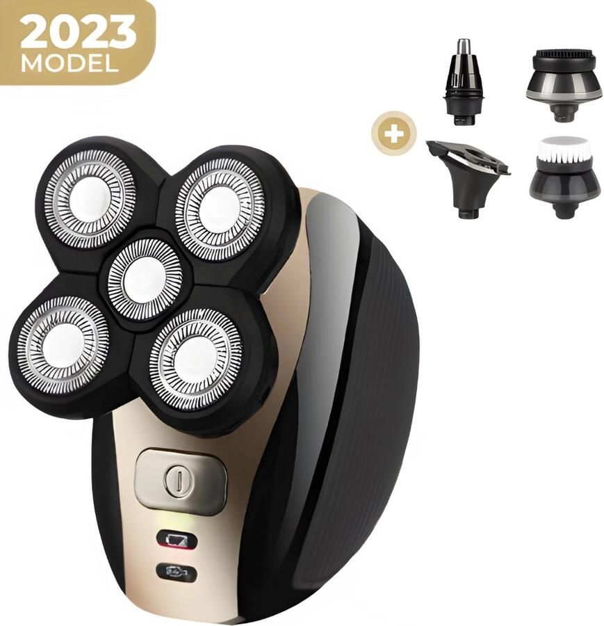 GoGoldPro 5-in-1 Scheerapparaat Mannen Trimmer Neustrimmer Tondeuse Draadloos Nat en Droog Scheren 5 Opzetstukken