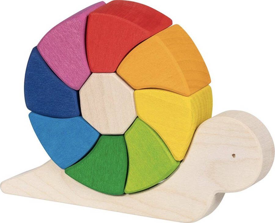 Goki Evolution: PUZZEL en BOUWSPEL SLAK Pauline 17 7x3x12cm 10-delig hout Made in Europe 3+