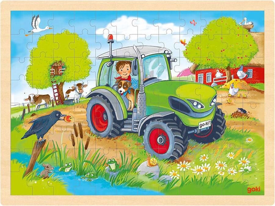 Goki Houten Legpuzzel Tractor 96st