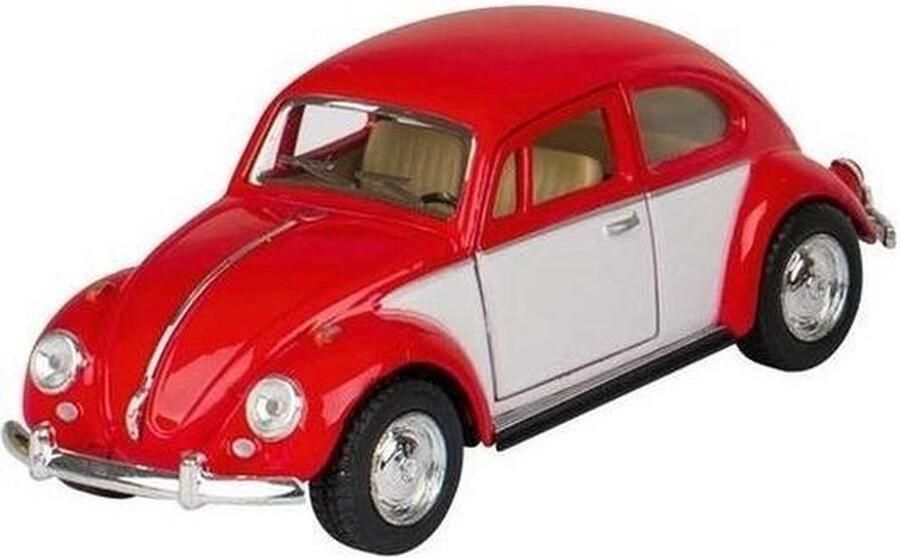 Goki Modelauto Volkswagen Kever two-tone rood wit 13 cm speelgoed auto schaalmodel miniatuur model