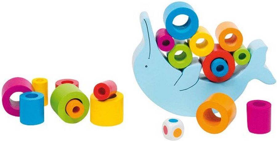 Goki Evenwichtsspel: BALANCERENDE DOLFIJN L17x12cm van gebeitst