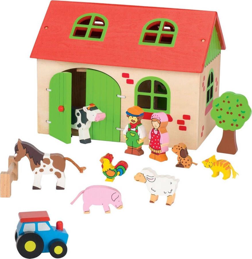 Goki Poppenhuis Houten boerderij 13-delig