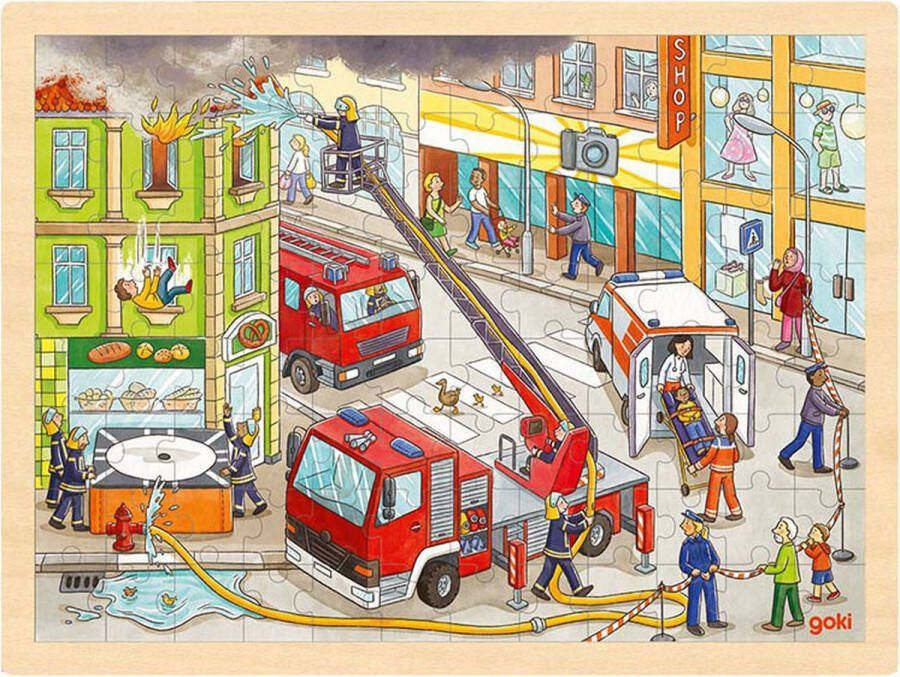 Goki Houten Legpuzzel Brandbestrijding 96st
