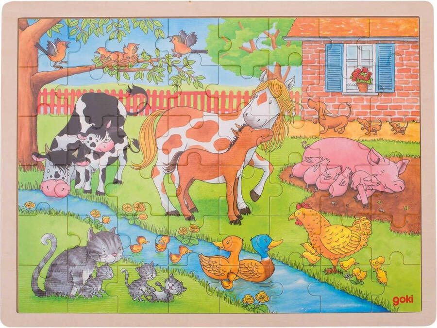 Goki houten legpuzzel Boerderijdieren 48 stukjes