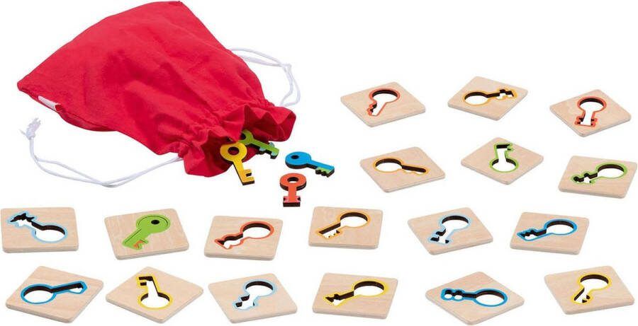 Goki Memo spel: SLEUTELS 37-delig kaarten 5x5x0 3cm hout en textiel 3+