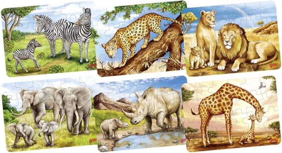 Goki Houten Mini Puzzel Wilde Dieren