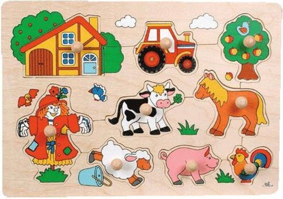 Goki vormenpuzzel Boerderij junior hout 9 stukjes