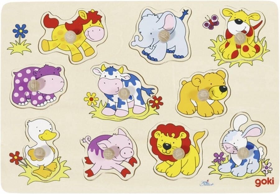 Goki Houten Noppenpuzzel Dieren Baby