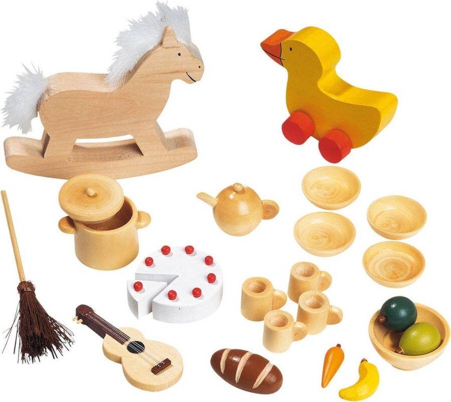 Goki Houten Poppenhuis Accessoires 23-delig
