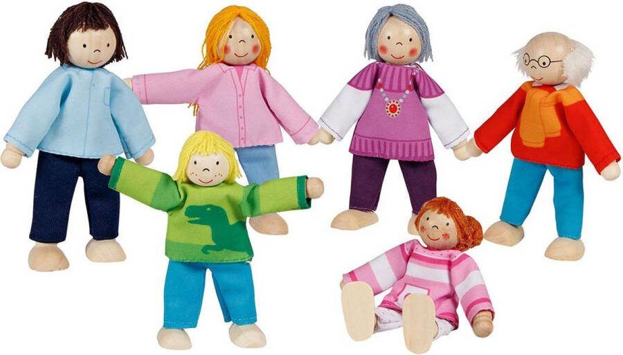 Goki Houten Poppenhuis Poppen Flexibel Moderne Familie 6st