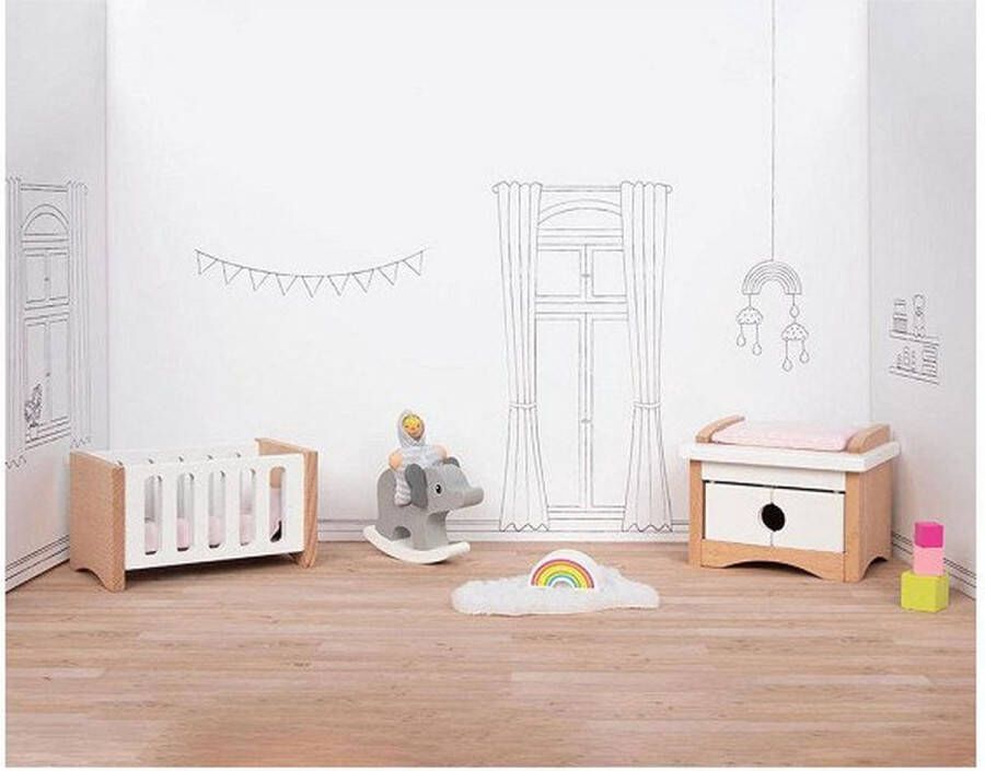 Goki Houten Poppenmeubels Babykamer 12dlg