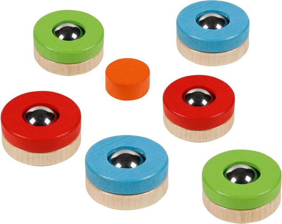 Goki Spel: PUCKFIRE diam.4 5cm 7-delig hout in katoenen zak 3+