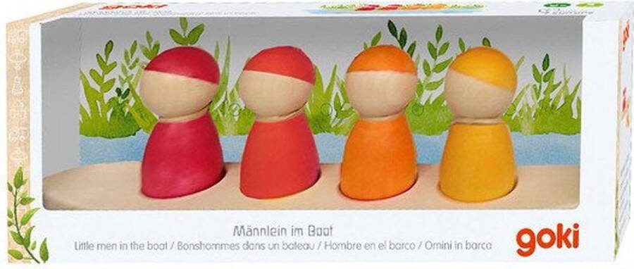 Goki Evolution: MANNETJES in BOOT L24cm 5-delig hout 2+