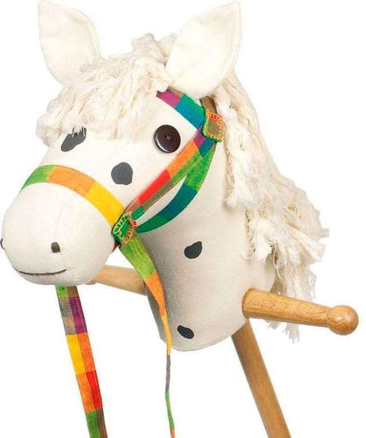 Goki Stokpaard: SCHIMMEL L95cm van hout en handgeweven katoen 3