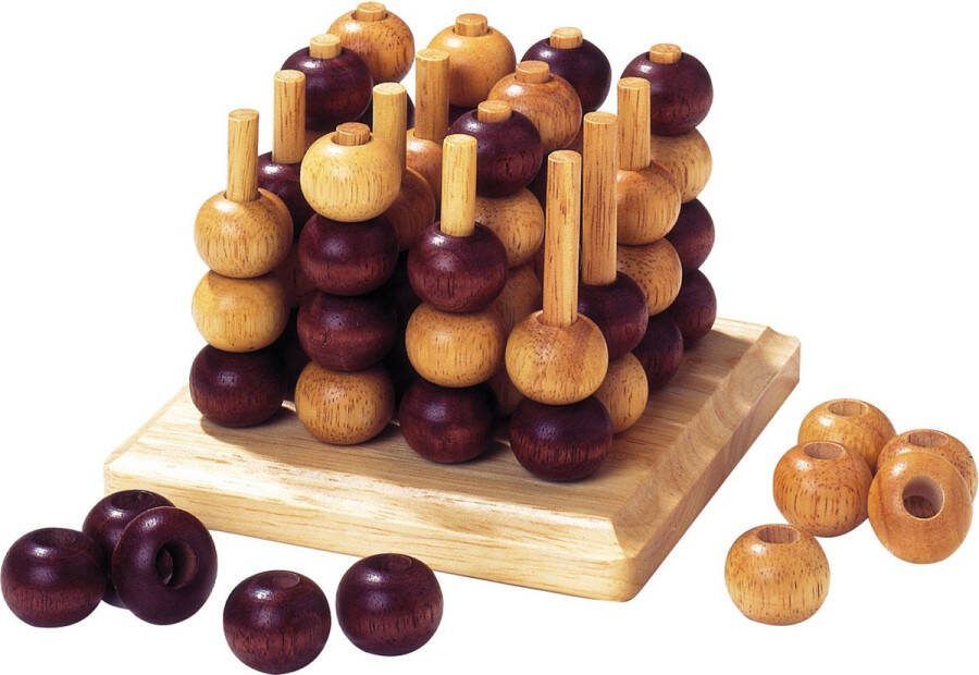 Goki TIC TAC TOE 3D 13.5x13.5x8.5cm rubberboomhout 8+