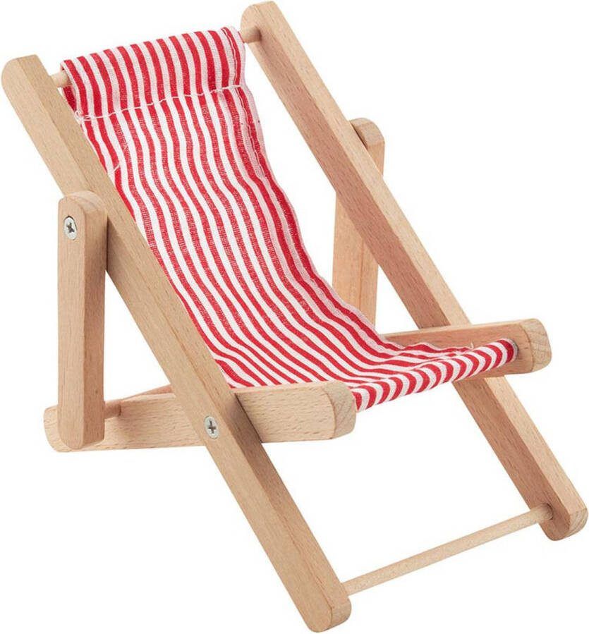 Goki Houten poppen ligstoel rood wit