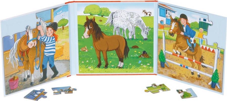 Goki magnetisch puzzelboek Paarden rijstal 40-delig