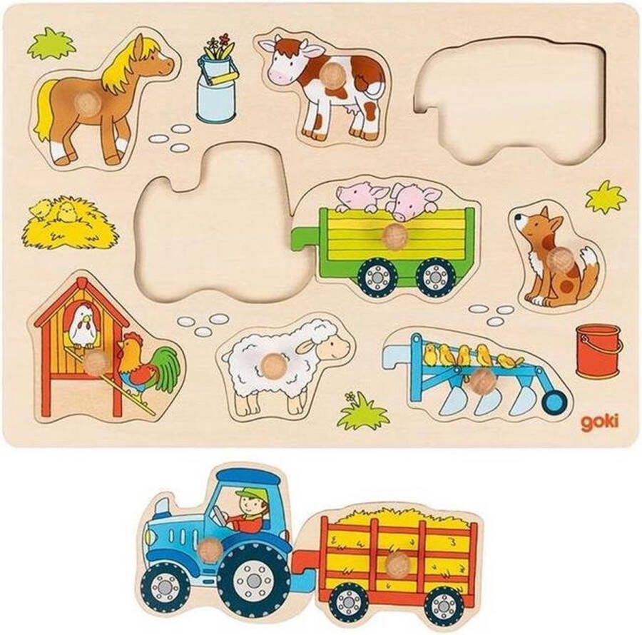 Goki Lift-out puzzle Tractor with trailers