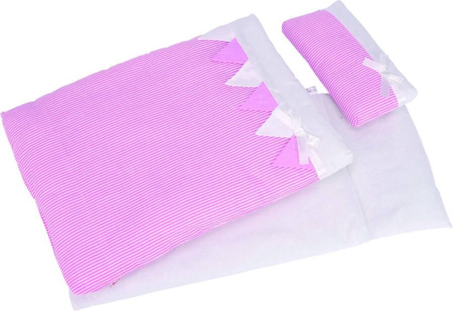 Goki Bedding for dolls pink stripes