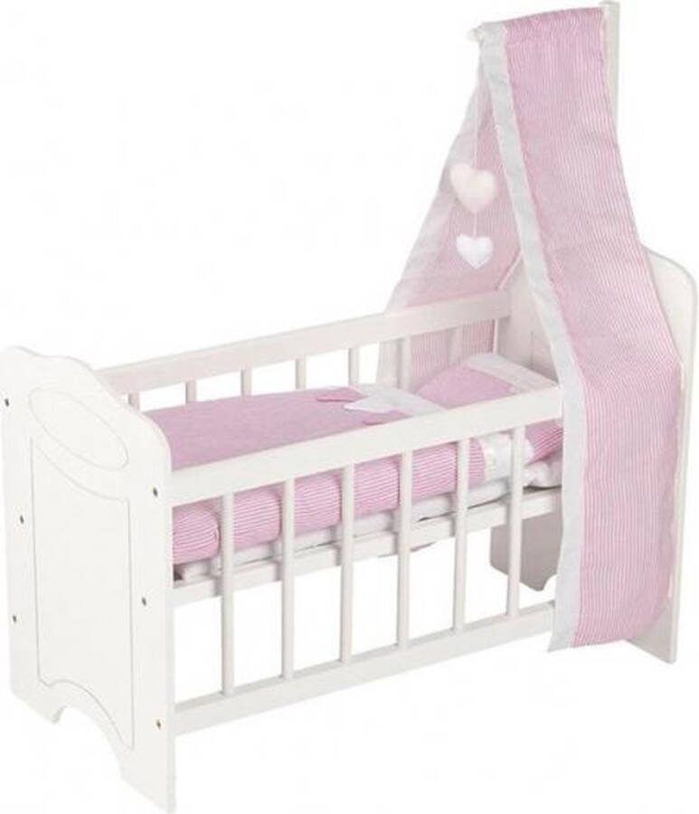 Goki poppenbedje met hemel junior 63 x 31 5 cm hout wit roze