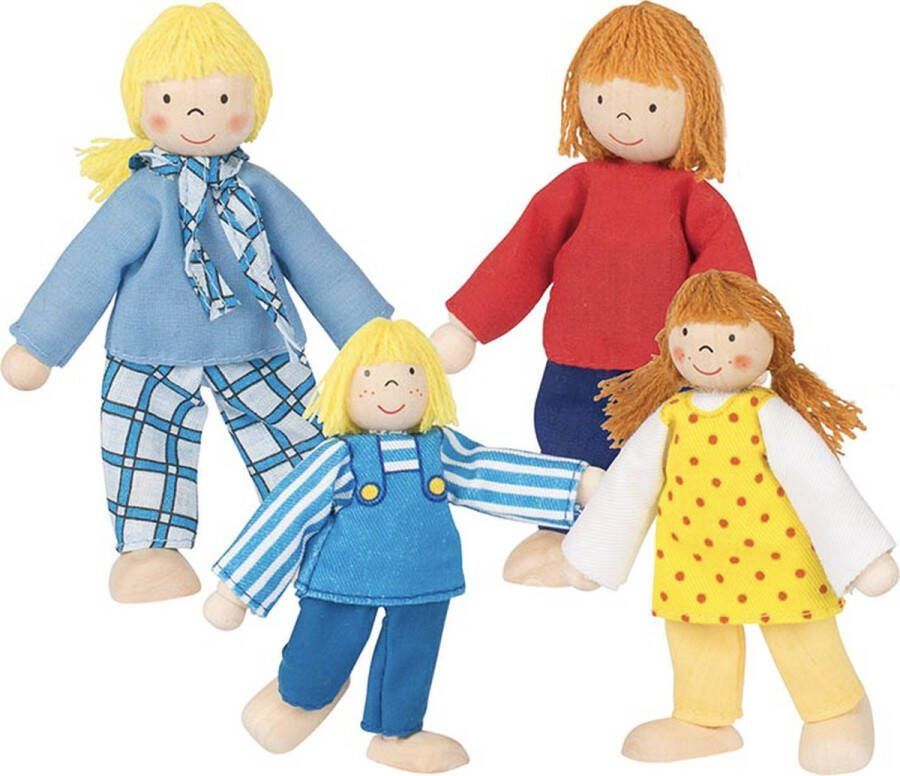 Goki Poppenhuisfamilie Set van 4 buigpoppen Jonge familie