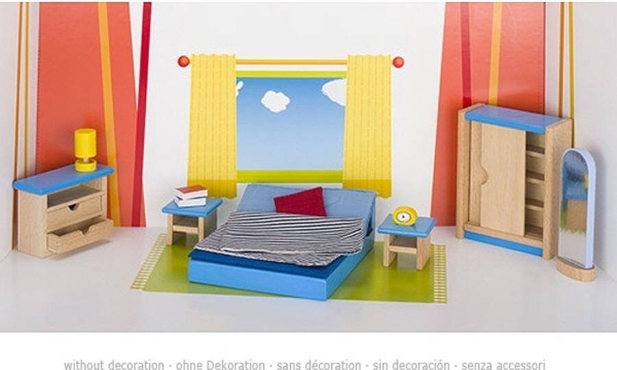 Goki Poppenhuismeubeltjes: MODERNE SLAAPKAMER 14-delig (incl. bedlinnen excl.