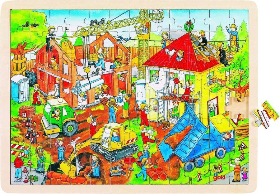 Goki Houten Legpuzzel Bouwplaats 96st