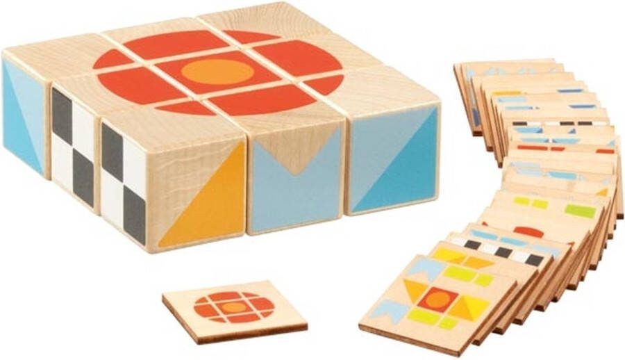 Goki Puzzel: SPEL ll 10 5x10 5x3 5cm 9 blokken 25 patronen hout 3+