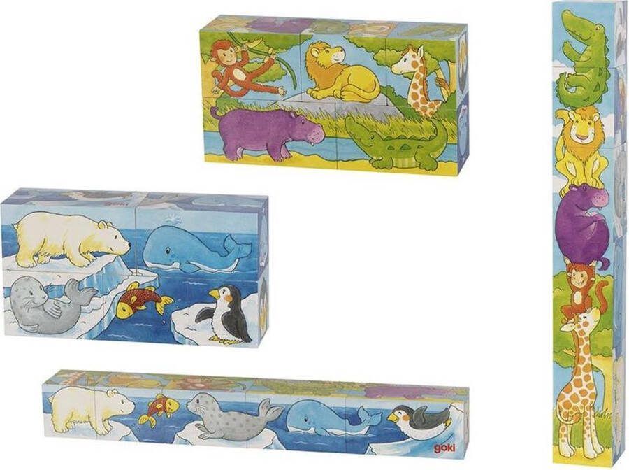 Goki Houten Blokpuzzel Safari 5st