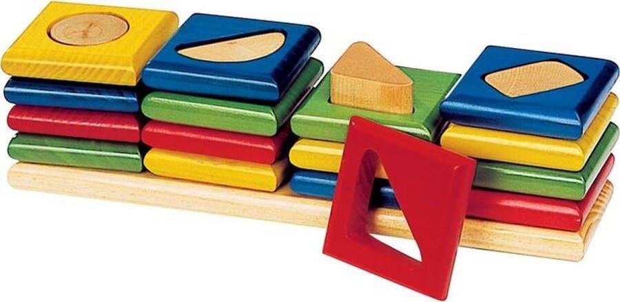 Goki Sorteerbord: 4 TORENS kleuren en vormen sorteren 25x6x6.5cm