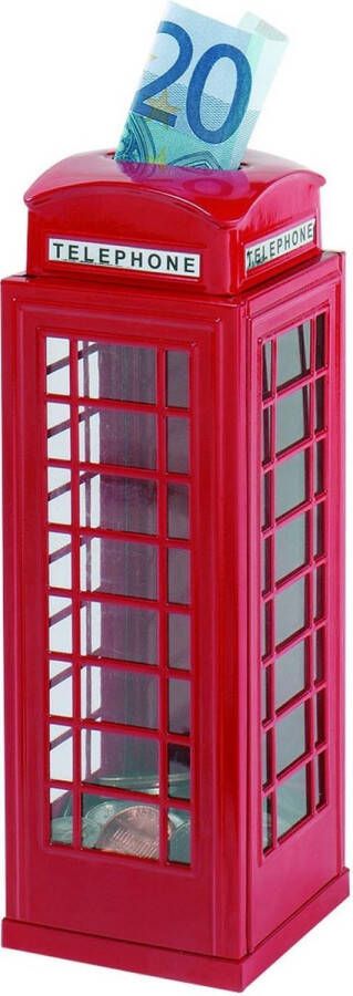 Goki METALEN SPAARPOT TELEFOONCABINE ROOD