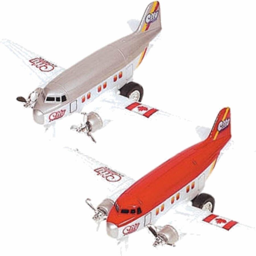Merkloos Speelgoed Propellor Vliegtuigen Setje Van 2 Stuks Rood En Grijs 12 Cm Vliegveld Maken Spelen Voor Kinderen