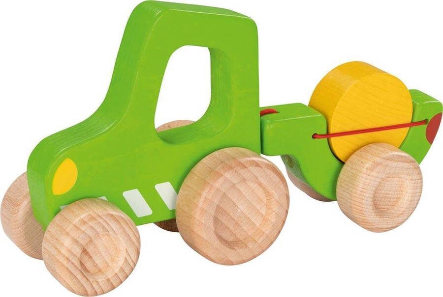 Goki Voertuig: TRACTOR met AANHANGWAGEN 21x6x11cm hout 2+