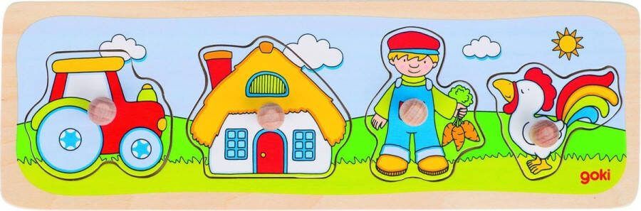 Goki Vormenpuzzel Bezoek Aan De Boerderij Junior Hout 4 Stukjes