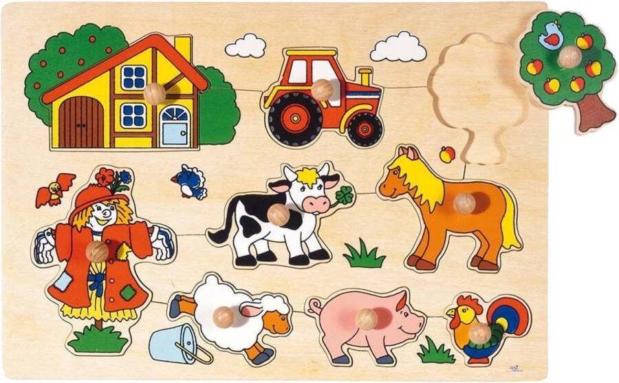 Goki vormenpuzzel Boerderij junior hout 9 stukjes