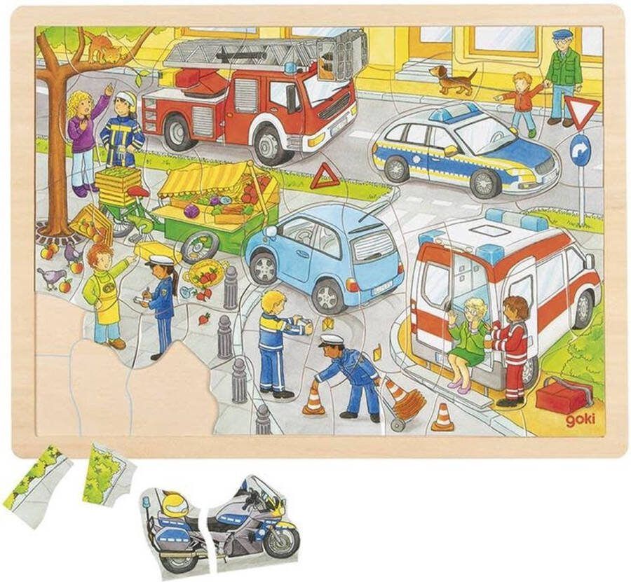 Goki Vormenpuzzel Politie Junior Hout 56 Stukjes