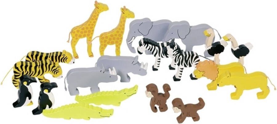 Goki Figuren van hout: SET DIEREN VAN AFRIKA L3 5-7 5cm bevat 20