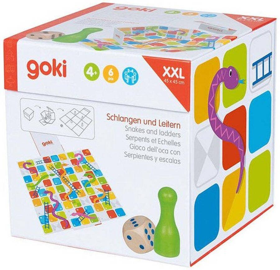 Goki Gezelschapsspel: SLANGEN & LADDERS XXL 15x15x15cm met dobbelsteen 4+