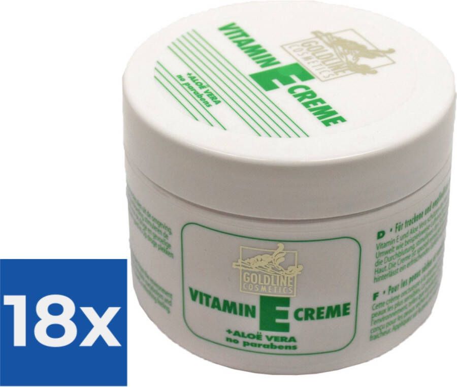 GOLD LINE Goldline Vitamine-E met Aloë Vera voor de gevoelige Huid 250 ml Bodycrème Voordeelverpakking 18 stuks