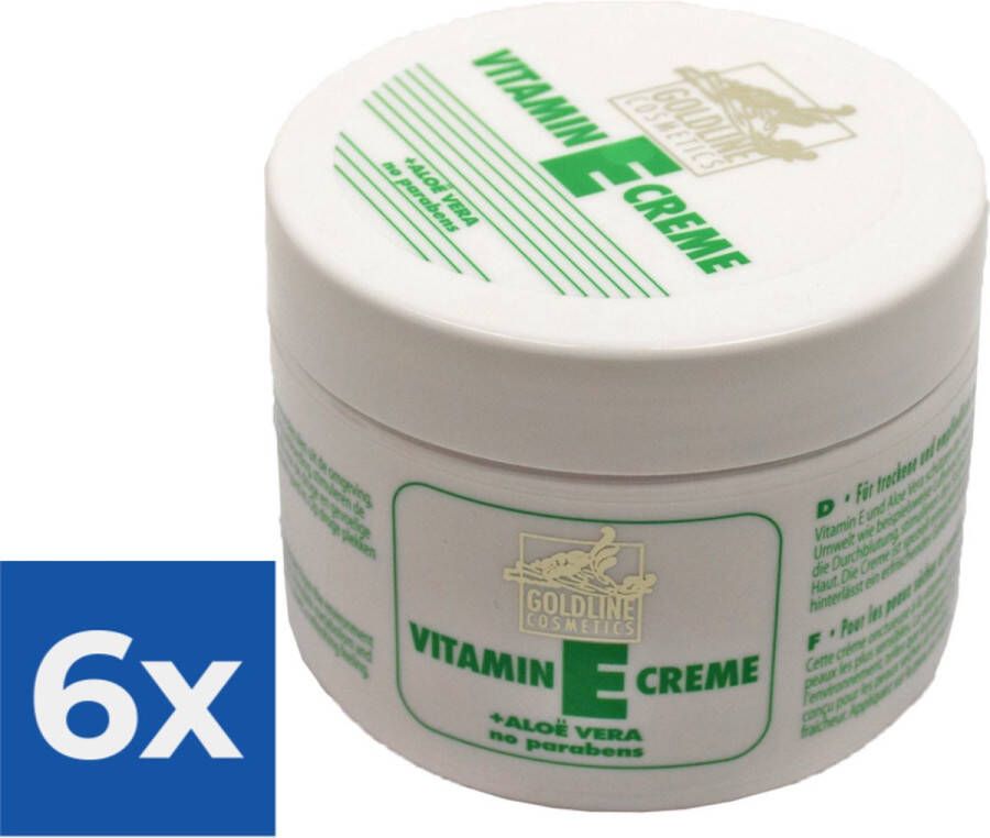 GOLD LINE Goldline Vitamine-E met Aloë Vera voor de gevoelige Huid 250 ml Bodycrème Voordeelverpakking 6 stuks