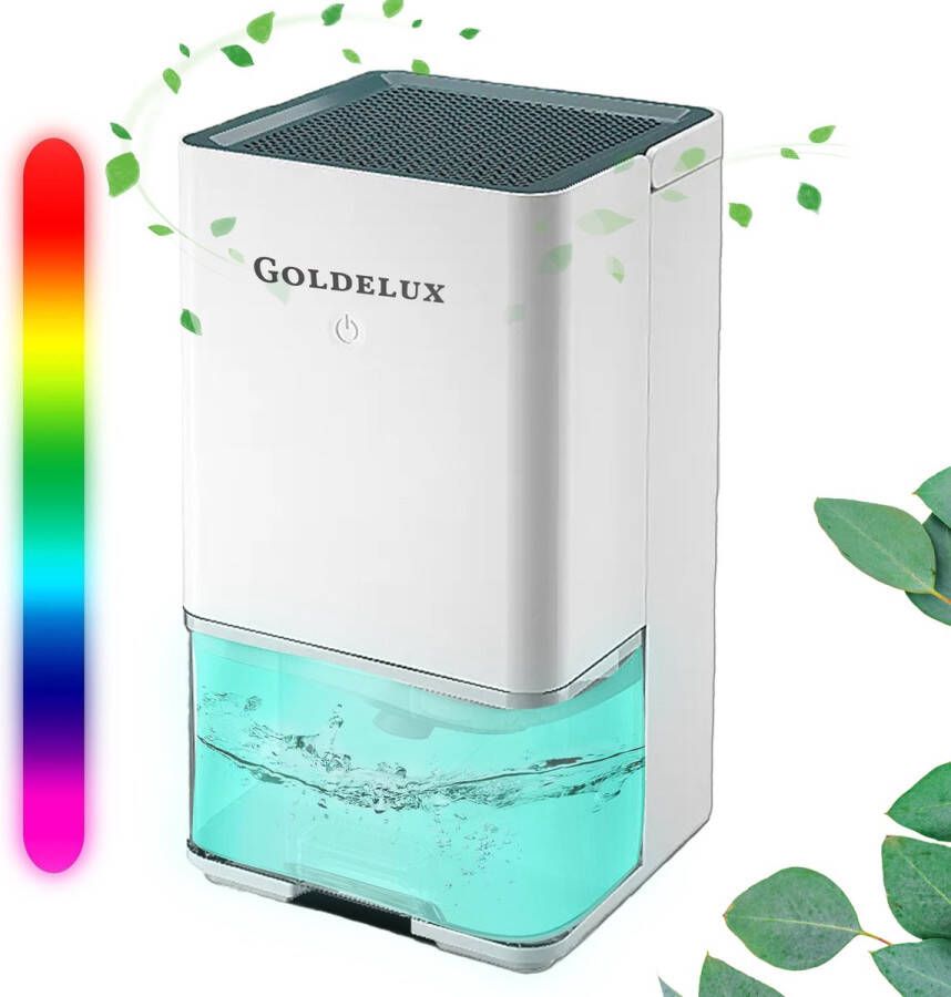 Goldelux Luchtontvochtiger Extreem Stil Luchtreiniger Dehumidifier Grote Watertank 1200ml verlichting 7 kleuren Voor huis kamer badkamer & kelder